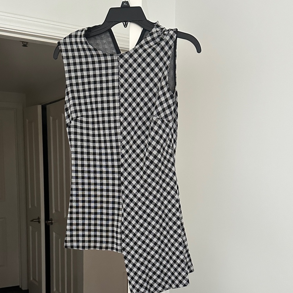 Rosetta Getty Asymmetrical Black and White Gingham top